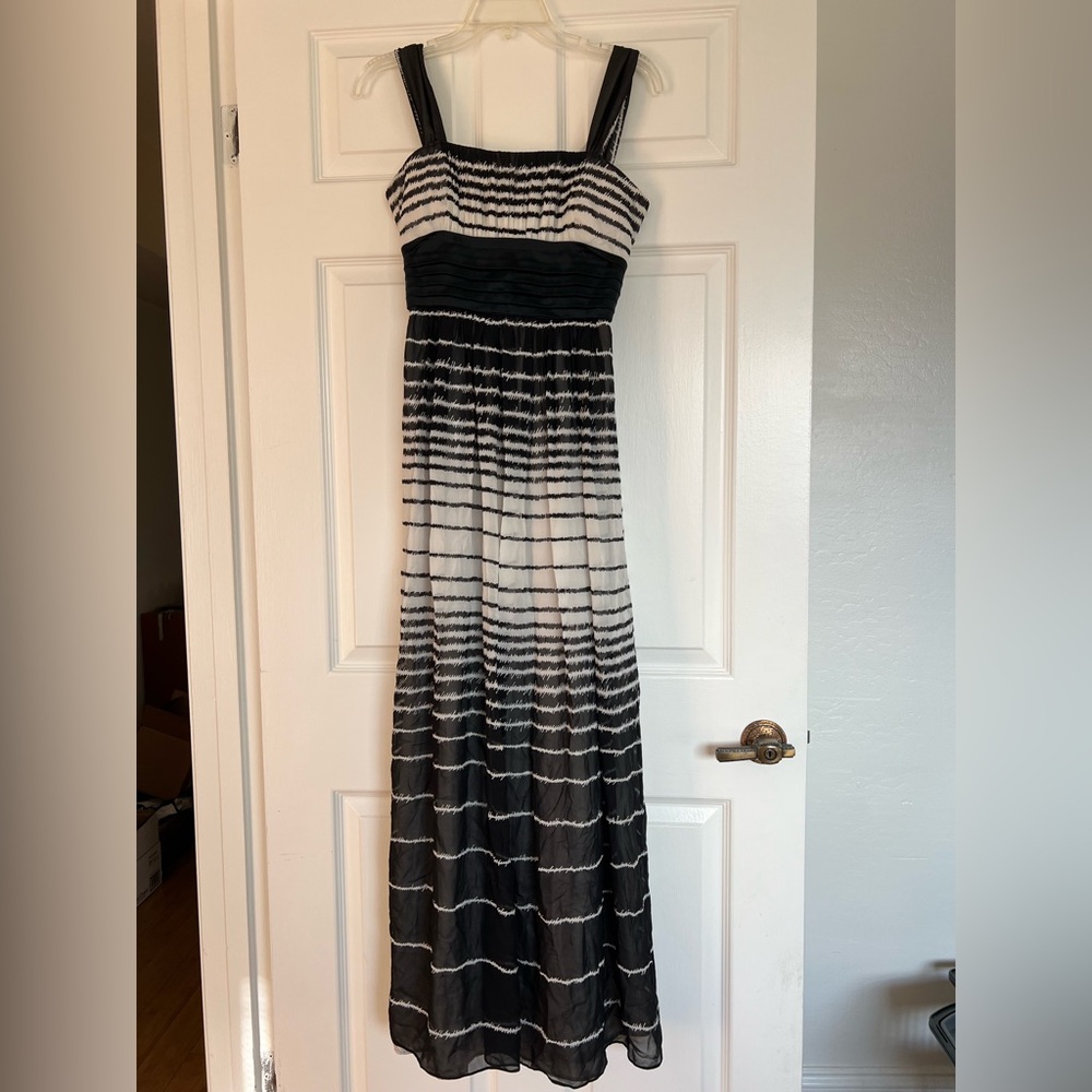 BCBGMaxAzria Black and White Striped Maxi Dress